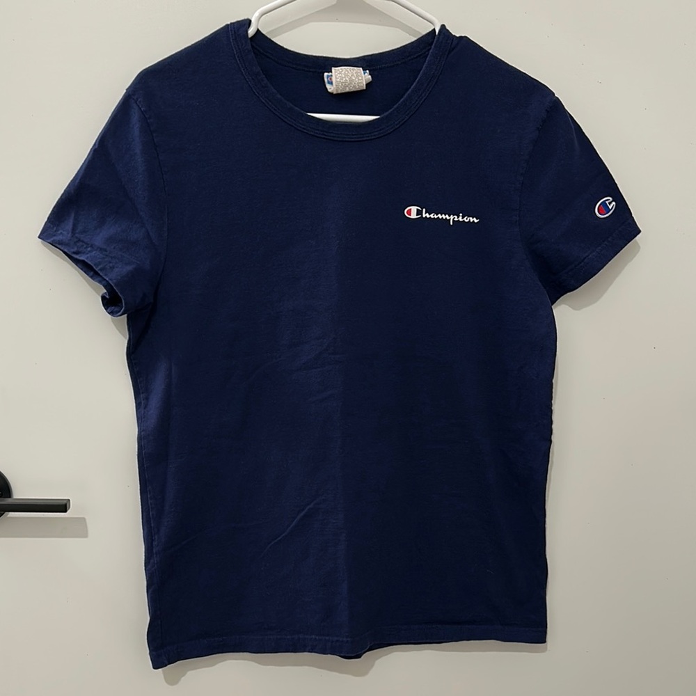 Champion Dark Blue Women’s Small Logo Tee Short Sleeve Shirt Top